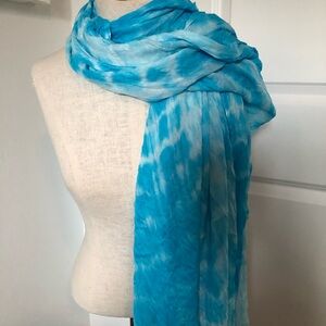 Gauze Turquoise Tie-Dye Lightweight Scarf